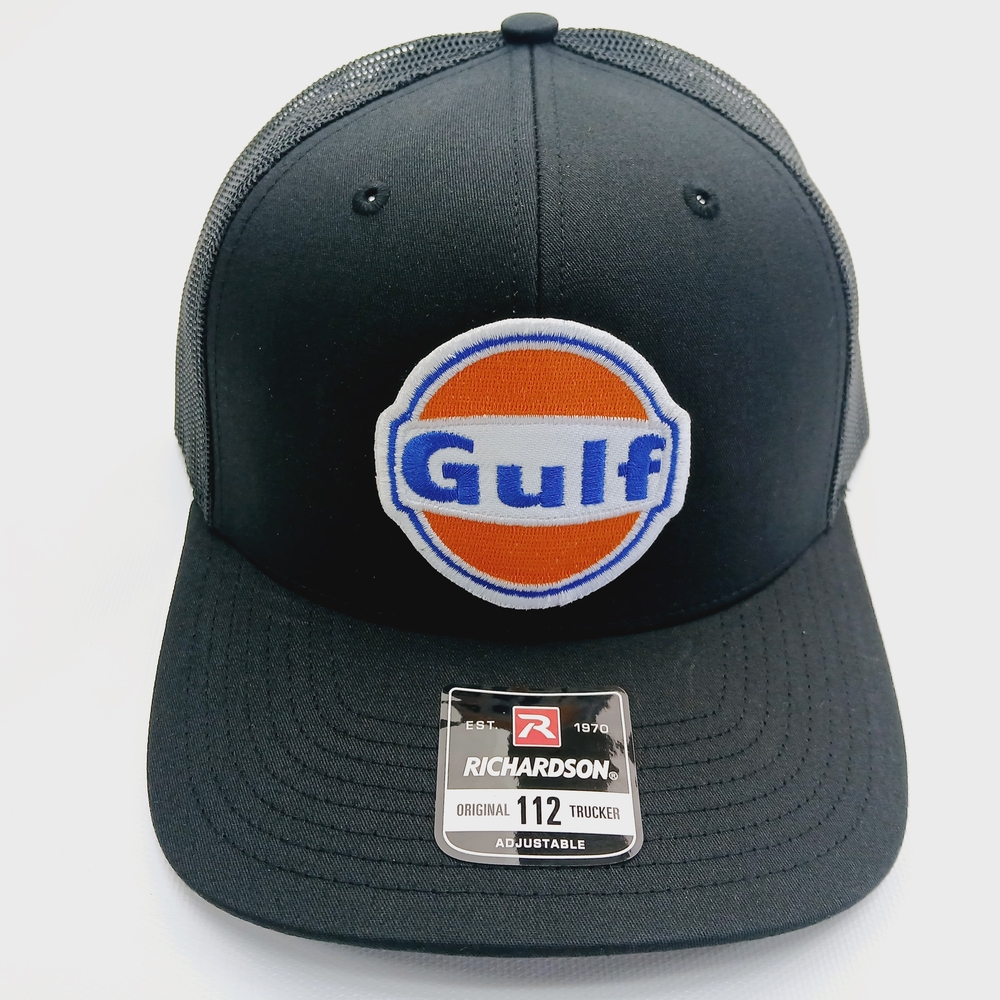 Black Richardson 112 Gulf Logo Patch Mesh Snapback Trucker Hat Cap